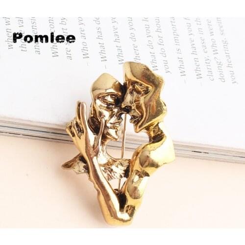 Pomlee Embrace Lovers Brooch 2021 New Arrival Unisex Women And Men Pin Antil Gold Animal Brooch Gift Clip Accessories Whosales