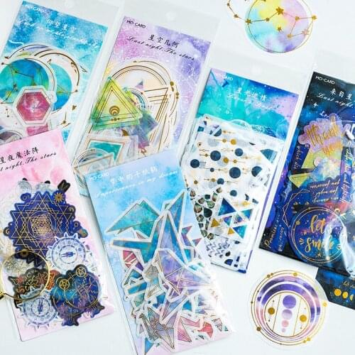 60Pcs/pack Romantic Star Gold Sticker Scrapbooking Creative DIY Journal Decorative Adhesive Label Sticker Kawaii Stationery