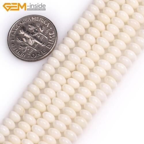 Gem-inside 3x5mm Natural Smooth White Coral Rondelle Spacer Beads For Jewelry Making 15inches DIY Jewellery