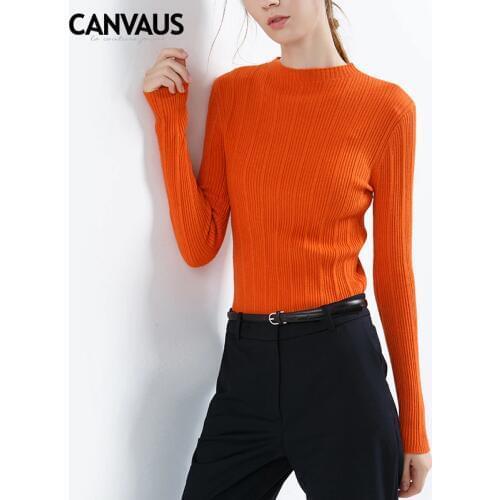 2018 CANVAUS new high quality women sweater, knitted wear, solid sweater girl Lady, basic Lady clothing top, YM0051