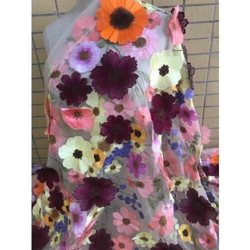 New Arrival J-5288816 African Fabric Embroidery 3d flowers French Fabric Tulle Nigerian Fabric For Women Party