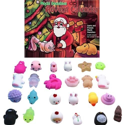 Christmas Advent Calendar Toy 24 Different Cute Rice Cake Animals Safe Durable Squeeze Game Set Advent Calendars