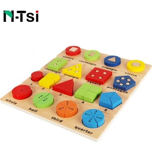Kids Montessori Educational Wooden Math Toys Shape Sorting Puzzle Board For Kids Early Learning Educational Game for Children
