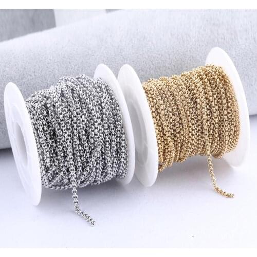 Onwear 10meters/roll stainless steel gold plated 2.0mm 3.0mm jewelry chain diy for necklace pendant making accessories