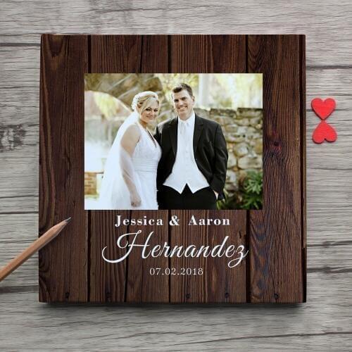 Personalized White Wedding Guest Book,Custom Photo Text Alternative,Personalized Photo Album,Anniversary Memory Gift For Mr&Mrs