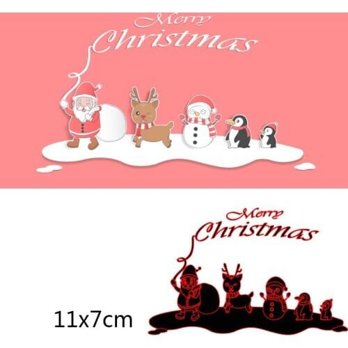 11*7cm Santa Claus, Snowman, Penguin Metal Cutting Dies and Stamps Stencil for DIY Scrapbooking Photo Album Embossing Paper Card