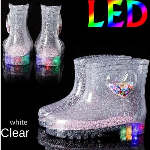 Toddler Girl Rainboots Classic Waterproof Childrens Shoes Kids Rain Boots LEDLuminous BootsKids Baby Water Shoes Boy Rain Boots