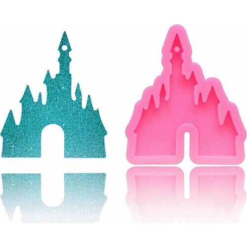 Castle Silicone Mold Non-Toxic Pink Castle Shape Keychain Pendant Decoration DIY Plaster Making Key Ring Gypsum Resin Art Mould