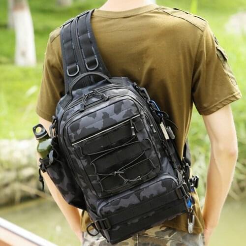 Fishing Tackle Bag Multifunctional Fishing Backpack Outdoor Waterproof Sling Reel Lure Bag Hunting Camping Climbing Shoulder Bag