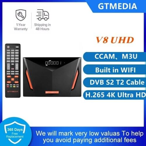 In Stock NEW GTMEDIA V8 UHD TV Satellite Receiver Combo DVB S2 T2 Cable H.265 4K Ultra HD Built In WIFI Cline Freesat Ccam