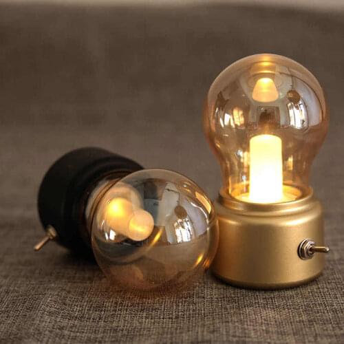 Vintage LED Table Lamp Portable USB Rechargeable Night Lights Simple Bedroom Bedside Desk Lamp For Home Decoration LED Bulb Lamp