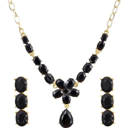 ZOSHI Fashion Crystal Flower Jewelry Sets for Women High Quality Golden Chains Necklace Earrings Charming Indian Wedding Sets