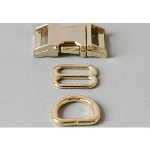 10 Sets 20mm(Metal Buckle+8 Buttons+D Ring/Set) DIY Dog Collar Diy Emboitement ZincAlloy Buckle Adjust Buckles Gold