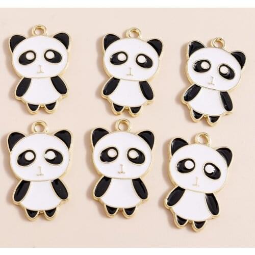 10pcs 17*25mm Enamel Alloy Animal Charms Pendants Panda Charms for Jewelry Making Necklaces Earrings Making Accessories Craft
