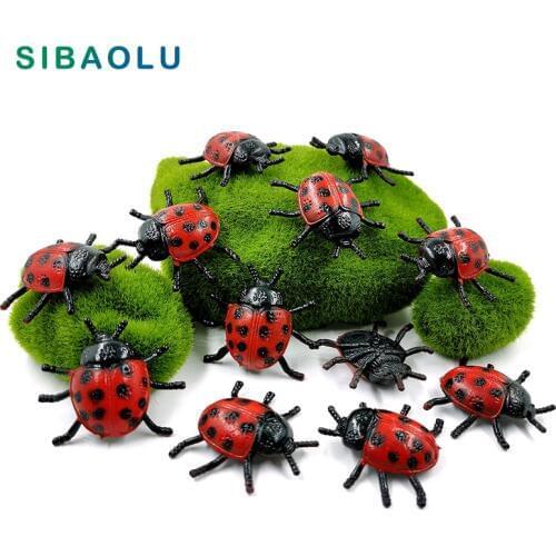 12pcs Diy Simulation mini Ladybug Insect figurine Animal model home decor miniature fairy garden decoration accessories modern