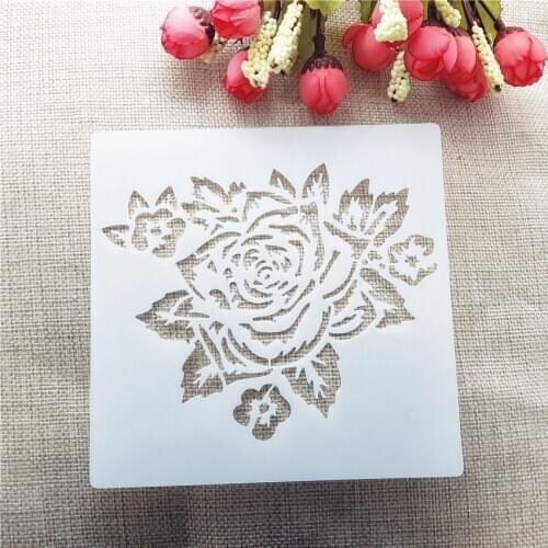 13*14CM Flowers Shield DIY Cake Scrapbook Stencils Hollow Embellishments Printing Lace Ruler Valentines Day