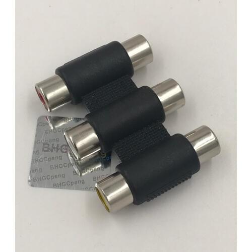 3RCA Coupler Adapter Female to Female Audio Connector High Quality Coupler Joiner Barrel Adapter For Audio or Video 1Pcs