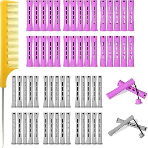60 Packs Small Perm Rods Plastic Cold Wave Hair Perm Curlers for Long Short Hair DIY Hairdressing Styling Tools