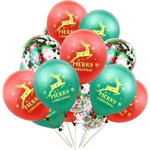 Amawill 15Pcs 12inch Merry Christmas Latex Inflated Balloons Christmas Decoration For Home 2021 Happy New Year Party Air Balls