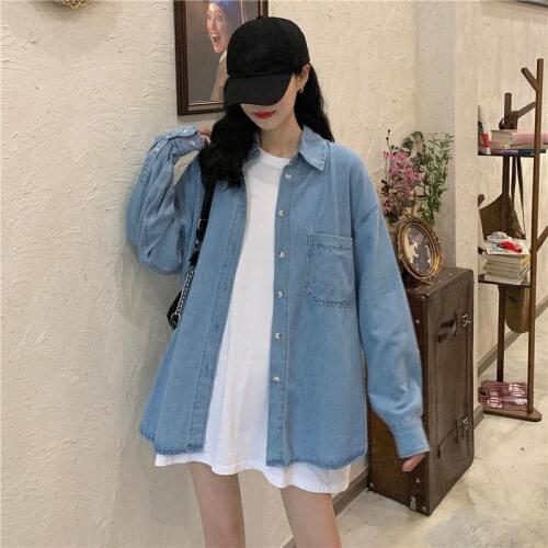 Blouse Women Shirt Denim Shirt Womens Loose Long Sleeve Casual Shirt Coat Blusas Ropa De Mujer