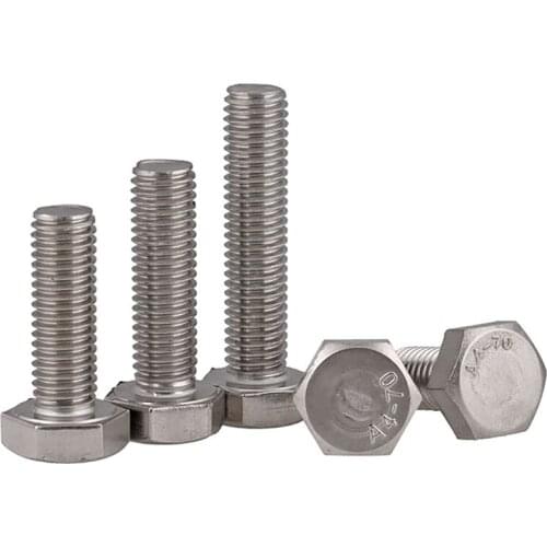 316 Stainless Steel Full Thread Hexagon Head Bolts Screws M3 M4 M5 M6