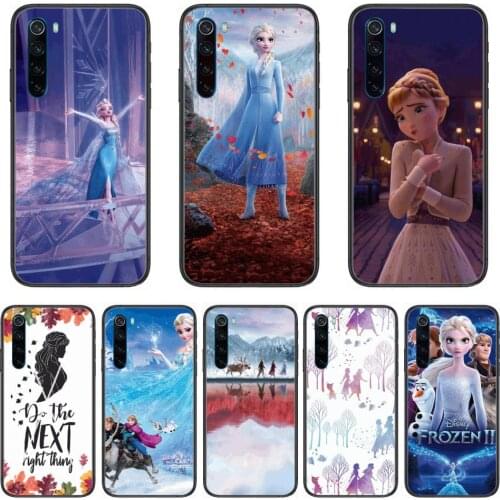 Disney Frozen Elsa Olaf cartoon Phone Case For XiaoMi Redmi Note 9S 8 7 6 5 A Pro T Y1 Anime Black Cover Silicone Back Pretty