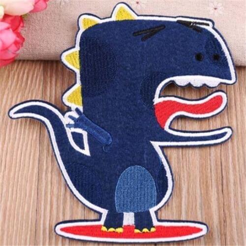 ChicLady Clothing diy embroidery cartoon dinosaur iron on patch deal with it biker patches for clothes kids Christmas stickers