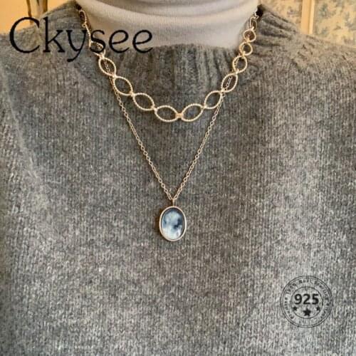 Ckysee Sweater Chain French Jewelry 925 Sterling Silver Twist Combination Necklace Simple Niche Chic Necklace For Women Jewelry