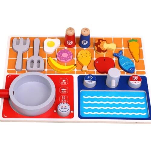 Imulation Wooden Toys Pretend Play House Cut Vegetables Fish Cooking Kitchen Toys Wooden Play House Toy SToy Gift for Children