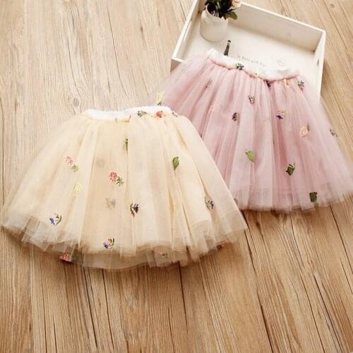 Children Girl Skirt Pattern with Floral and Leaves Yellow Pink Short Dress for Baby Girl Veil Cute Skirt Tutu Skirt Girl