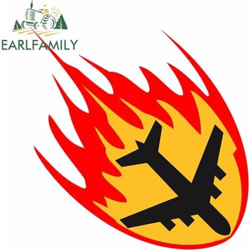 EARLFAMILY 13cm x 7.8cm Fire Flames Plane Funny Car Stickers and Decals Door Wall Vinyl Car Wrap Auto Car Assessoires