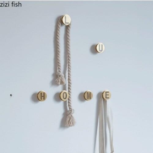 European Alphabet Brass Hook 26 English Letters Metal Decoration Wall Hook Home Wall Hanging Storage Frame Clothes Hat Hook