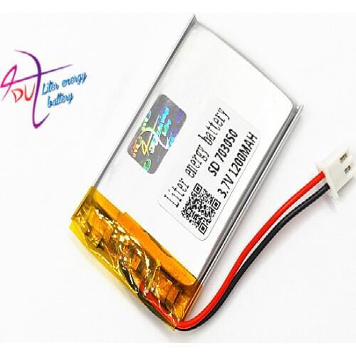 JST 2.54mm 2pin 10PCS 703050 3.7V 1200mAh Lithium Polymer LiPo Rechargeable Battery connector 703048 For Mp3 GPS bluetooth camer