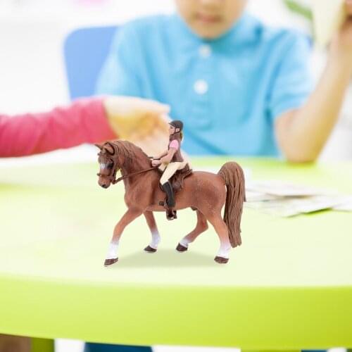 Collectible Farm Animal Figure Toy Horse with Rider Figurine for Kids 3