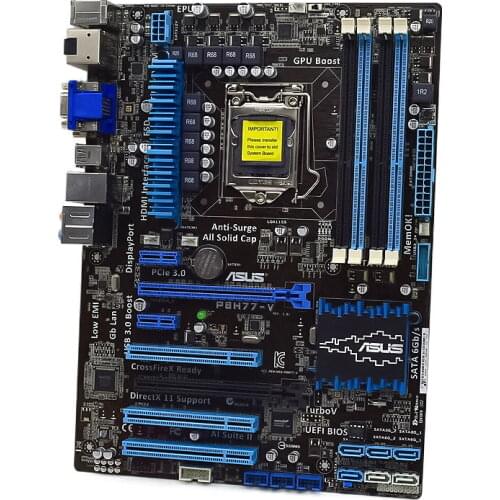 For ASUS P8H77-V PC Motherboard LGA 1155 DDR3 For Intel H77 P8H77 SATA II PCI-E X16 PCI-E 3.0 Used ATX Desktop Mainboard