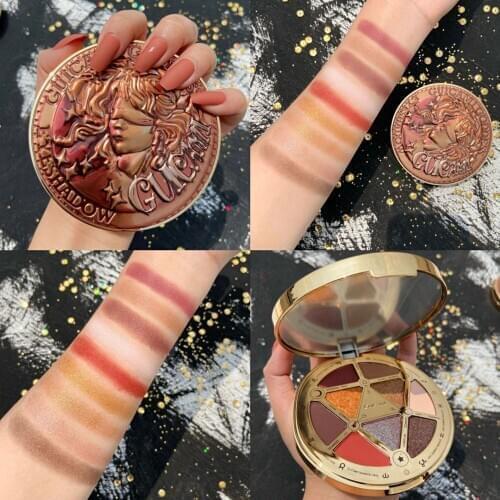 GUCAMI Lucky Coin Victory Goddess Matte Eyeshadow Nine Color Super Fire Glitter Pearl Eyeshadow Palette Beauty Makeup