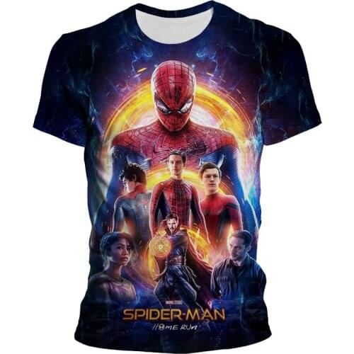 Marvel Men Clothes 2021 New Summer Spiderman 3D Print Short Sleeve T-shirt Casual Breathable Funny T Shirts Tops Plus Size