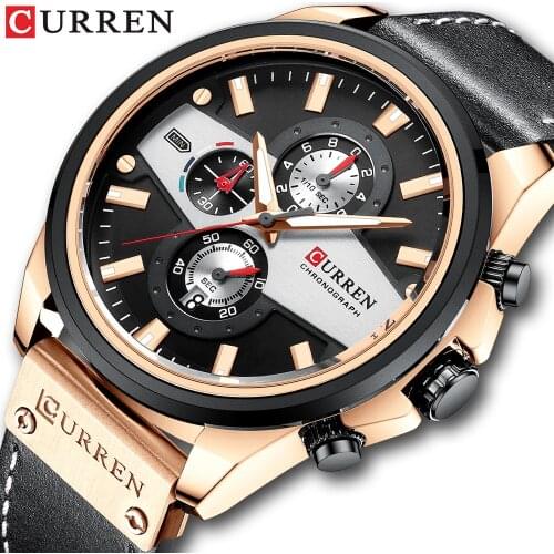 New Arrival Men Watches Brand Luxury Leather Waterproof Sport Quartz Chronograph Military Watch Men Clock Relogio Masculino