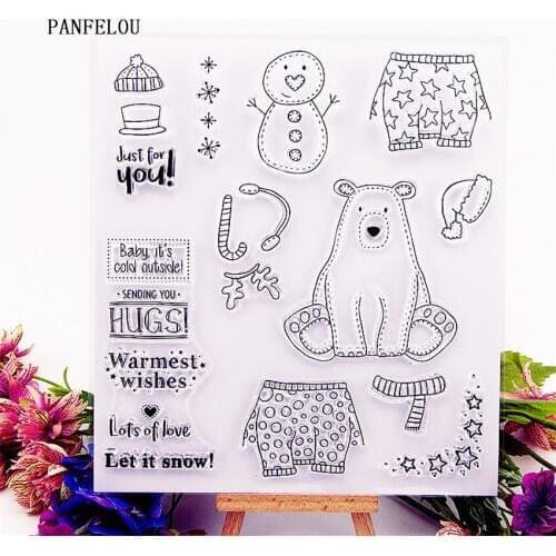 PANFELOU Easter bear snowman Transparent Silicone Rubber Clear Stamps cartoon for Scrapbooking/DIY Easter wedding album
