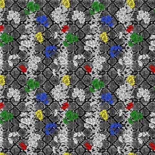 Polyester satin fabric dress snake pattern custom printed color floral cloth DIY sewing handmade patchwork DZNZ01