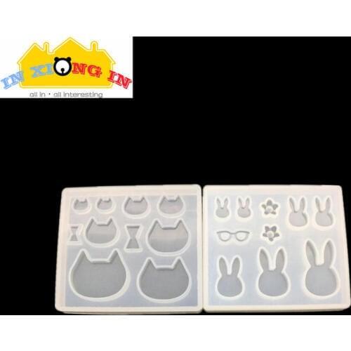 Kawaii Animal Cat Head Transparent Silicone Mold DIY Resin Craft Tool Cute Little Rabbit Charms Molds Resin Accessories Pendant