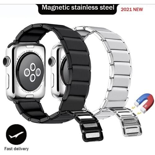 New Magnetic Buckle Stainless Steel Loop Replacement for Apple Watch Band Se/6/5/4/3/2 Wristband Strap for Iwatch 38/40/42/44MM