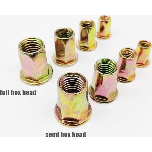 5/10/20pcs M4 M5 M6 M8 M10 M12 Carbon Steel Hex Hexagon Flat Head Binding Rivet Nut Insert Rivnut Nutsert Metric Thread