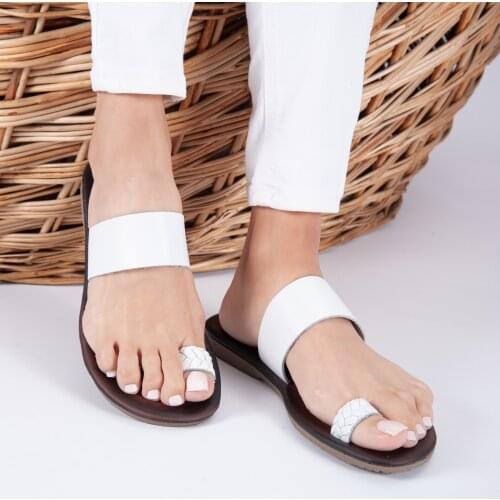 2021 Summer Women Vintage Premium White Orthopedic Open Toe Sandals Premium Non-slip Breathable Leather Casual Women Shoes