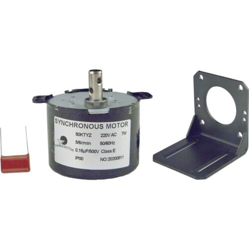 Synchronous Gear Motor 50KTYZ 110V 5-6RPM Low Speed Mini Gearbox High Hardness Bracket Support Fixed Base