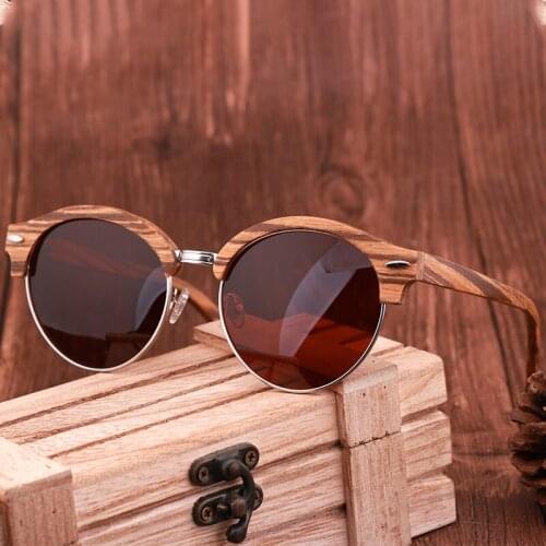Retro Fashion Sunglasses Mens Wooden Frame Glasses Polarized Women Carved Design Driving Square Style Sun Glasses