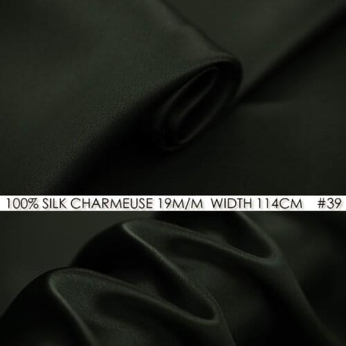 [Special Offer]100% SILK CHARMEUSE SATIN 114cm width 19mommes Pure Mulberry Silk Fabric/China Wedding Dress Fabric Army Green