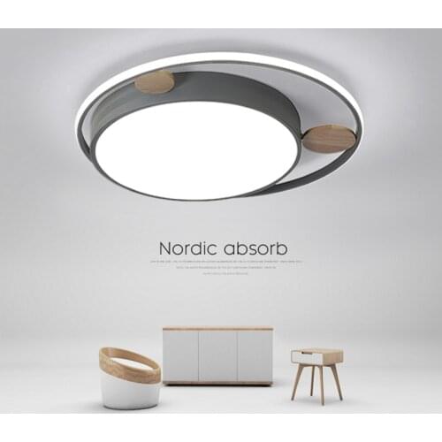 Led ceiling lamp Bedroom lamp Nordic macaron ceiling lamp modern minimalist creative living room wooden round LED study lamp
