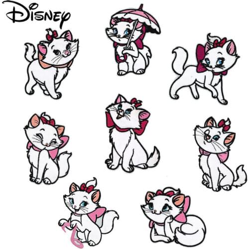 Disney cartoon comics Mary cat cloth stickers simple cute embroidery patch stickers hole plush patch