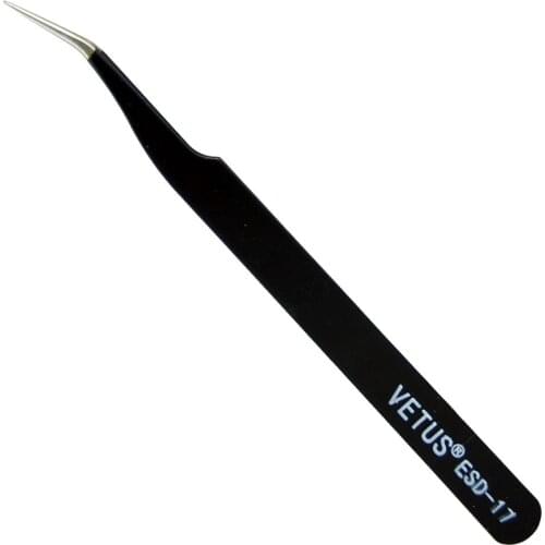 VETUS INCLINED END ANTISTATIC TWEEZERS ESD 17